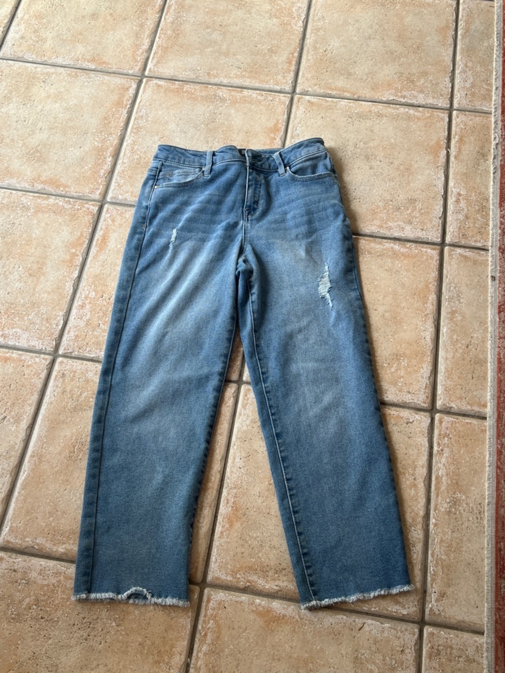 1822 Denim Light Ankle Blue Distressed Straight-Leg Jeans 8